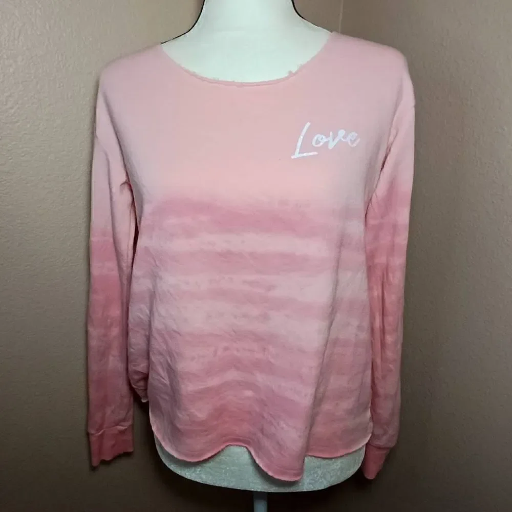 Justice Girl’s Pink Tye Dye Love Sweatshirt Size 14/16